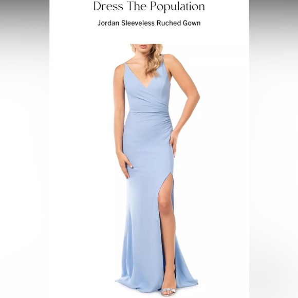 open lace back dress Jordan Metallic Gown – Dress the Population main image 1